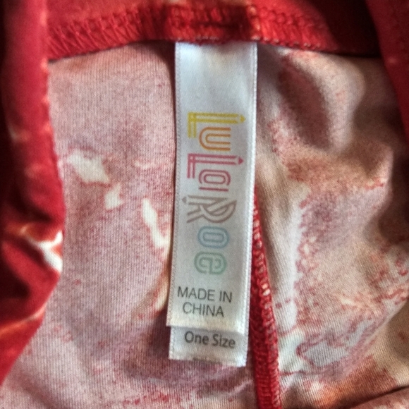 LuLaRoe Red White Star Print One Size OS Leggings Stretch - Picture 7 of 10